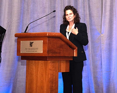 Lynn Lande, Chief Environmental Engineer, speaks after receiving the SPADE Award on behalf of Freeport-McMoRan.